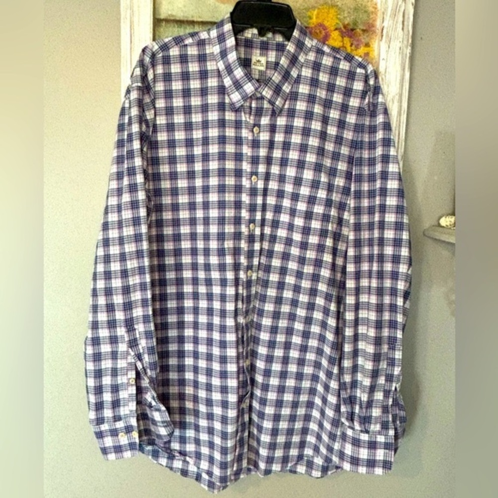 Peter Millar XXL Stripe/Plaid Button Front Long Sleeve Shirt Perfect!